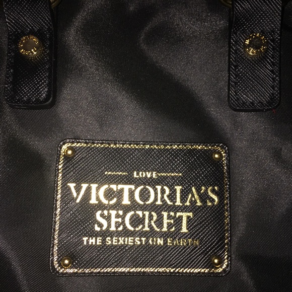 NEW Victoria's Secret Black Bag Purse Handbag Gold - Picture 2 of 10